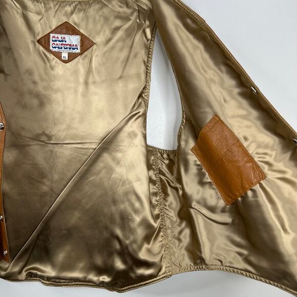 Baja California Vintage Faux-Leather Western Vest Brown Sleeveles Pocket Size XL - Picture 6 of 12